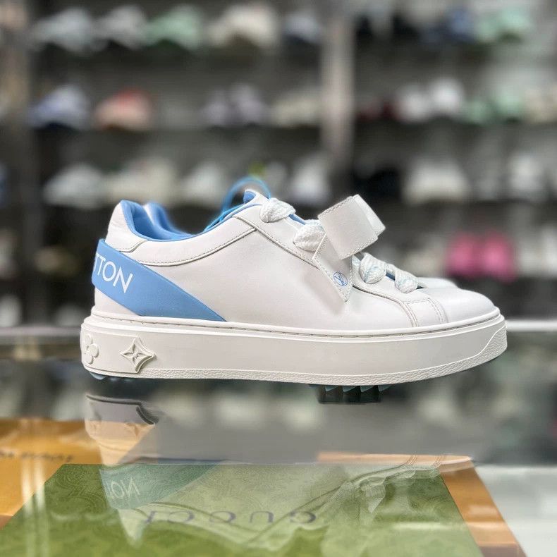 Louis Vuitton LV Time Out White Blue Sneakers Size US 5 / IT 35 - 3 Thumbnail