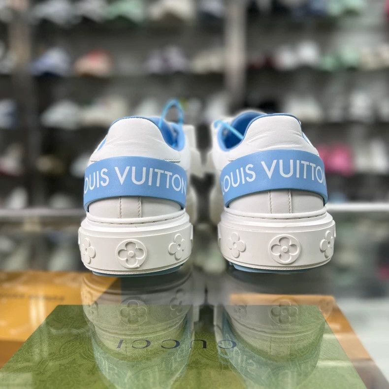 Louis Vuitton LV Time Out White Blue Sneakers Size US 5 / IT 35 - 5 Thumbnail