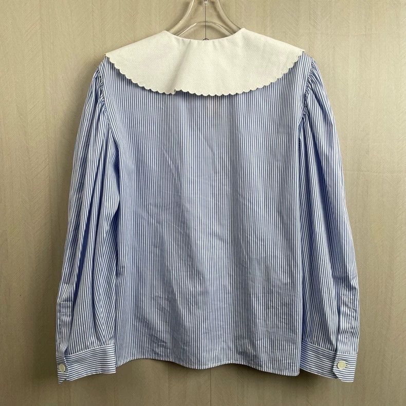 Miu Miu Miu Miu Blue Striped Shirt with Peter Pan Collar Size M / US 6-8 / IT 42-44 - 2 Thumbnail