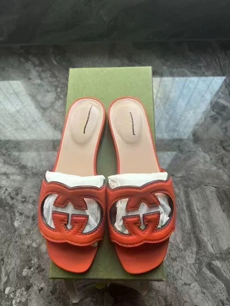 Gucci Gucci Orange Leather Slide Sandals Size US 6 / IT 36 - 2 Thumbnail