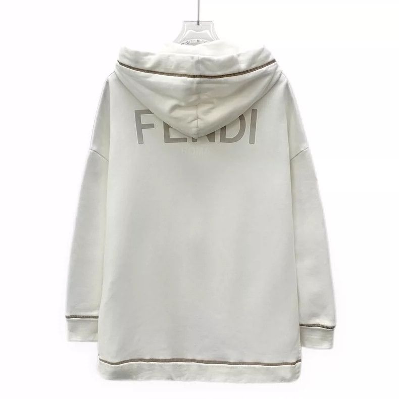 Fendi Fendi White Logo Hoodie with Drawstring Size XS / US 0-2 / IT 36-38 - 2 Thumbnail