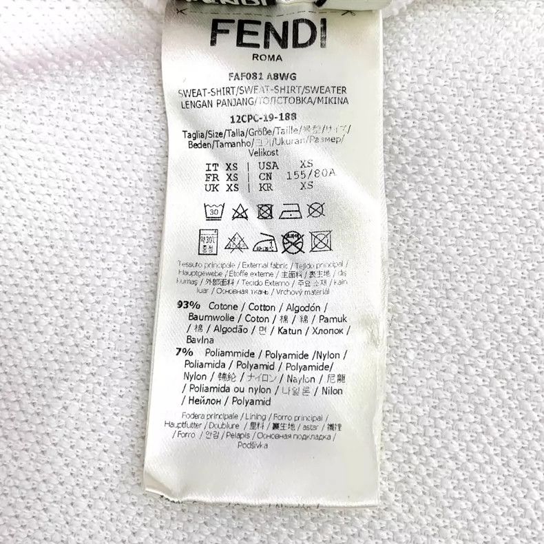 Fendi Fendi White Logo Hoodie with Drawstring Size XS / US 0-2 / IT 36-38 - 7 Thumbnail