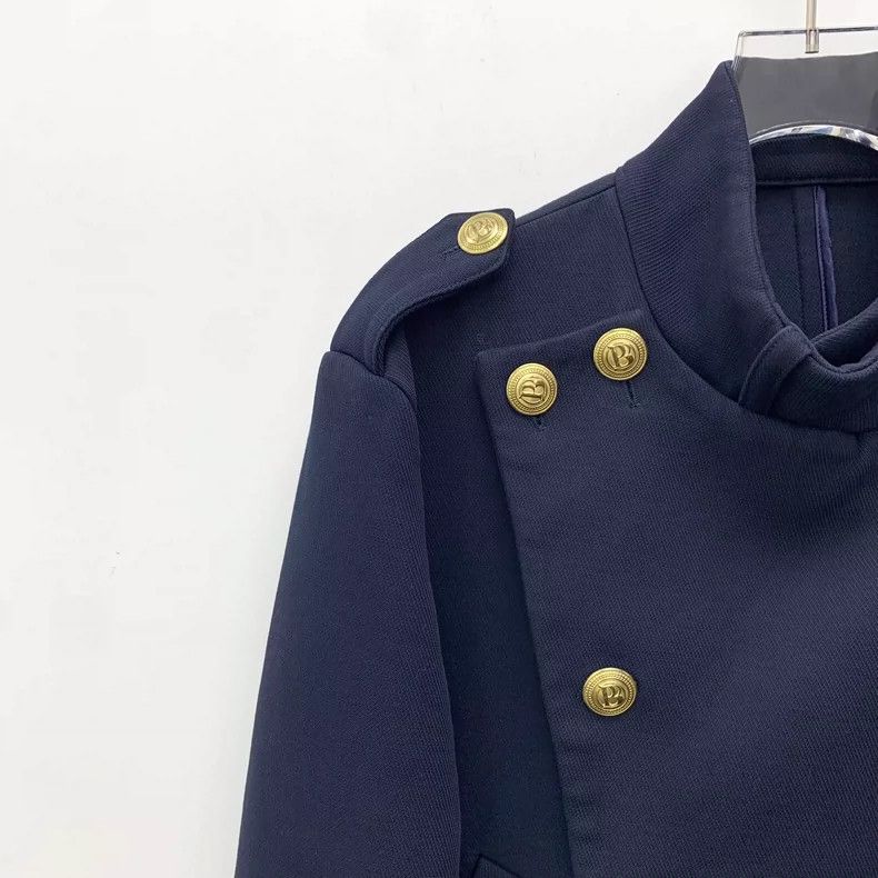Balmain Balmain Navy Cotton Long Sleeve Coat Size L / US 10 / IT 46 - 3 Thumbnail