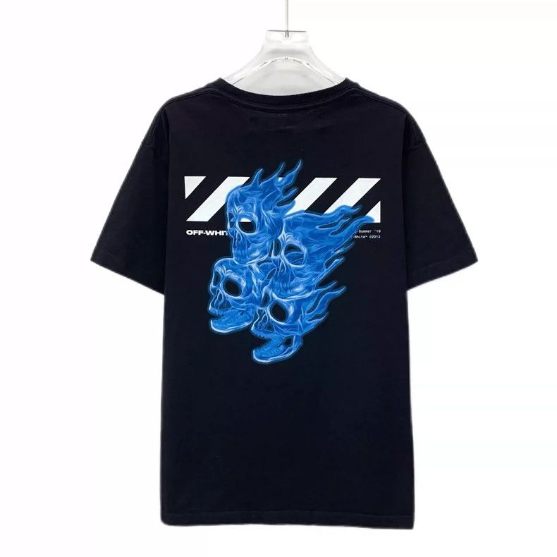 Officine Creative Off-White Black Skull Print Cotton T-Shirt Size XXS / US 00 / IT 34 - 2 Thumbnail