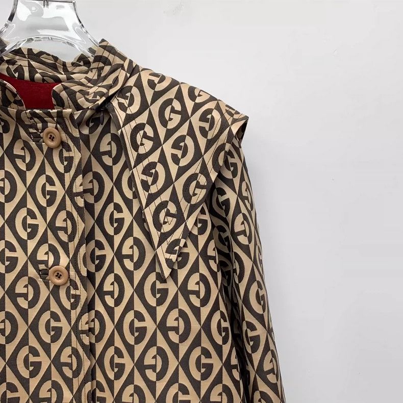 Gucci Gucci Brown Logo Print Wool Long Coat Size S / US 4 / IT 40 - 3 Thumbnail