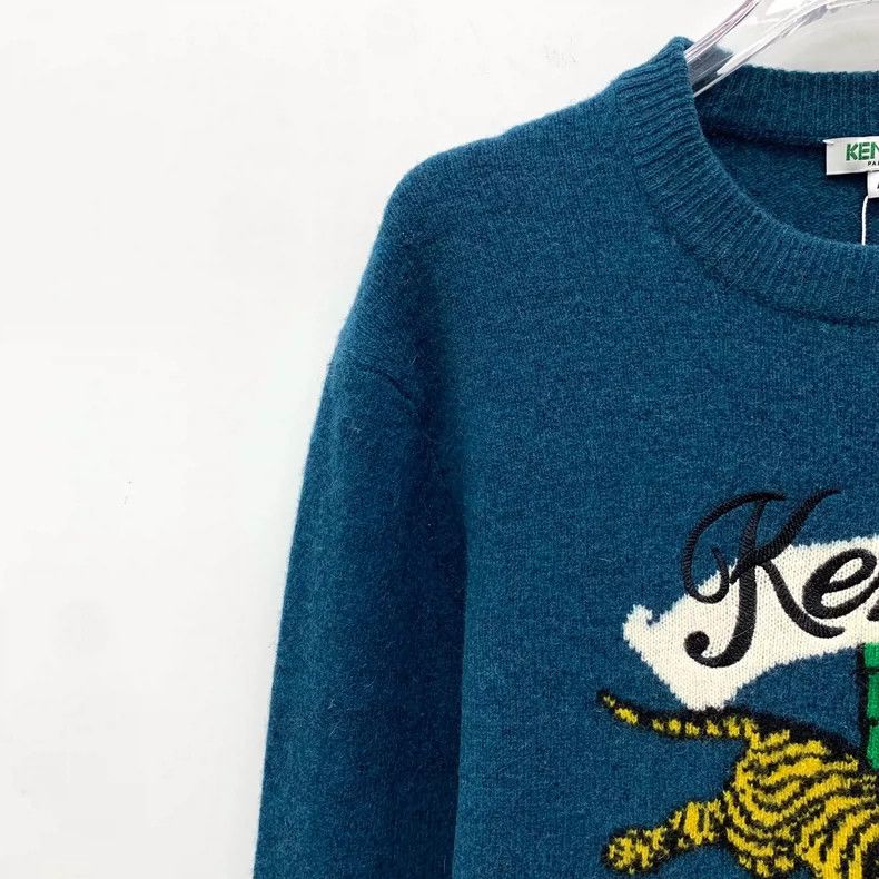 Kenzo Kenzo Blue Tiger Embroidered Wool Sweater Size M / US 6-8 / IT 42-44 - 3 Thumbnail