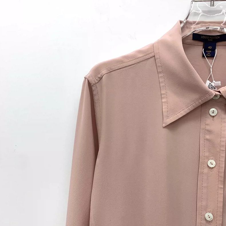 Louis Vuitton Pink Silk Long Sleeve Button-Up Dress Size M / US 6-8 / IT 42-44 - 3 Thumbnail