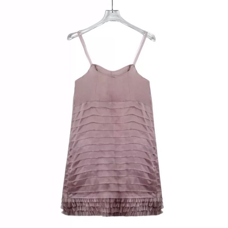 Miu Miu Pink Silk Spaghetti Strap Cake Dress Size XS / US 0-2 / IT 36-38 - 2 Thumbnail
