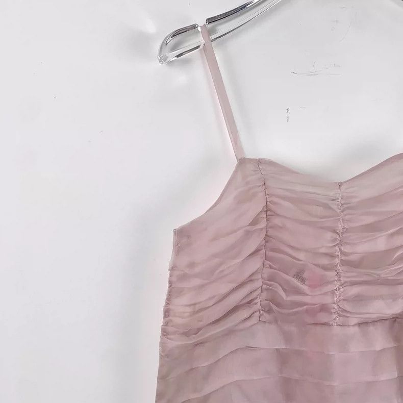 Miu Miu Pink Silk Spaghetti Strap Cake Dress Size XS / US 0-2 / IT 36-38 - 3 Thumbnail