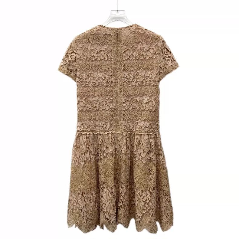 Valentino Valentino Pink Brown Cotton Lace Dress Size M / US 6-8 / IT 42-44 - 2 Thumbnail