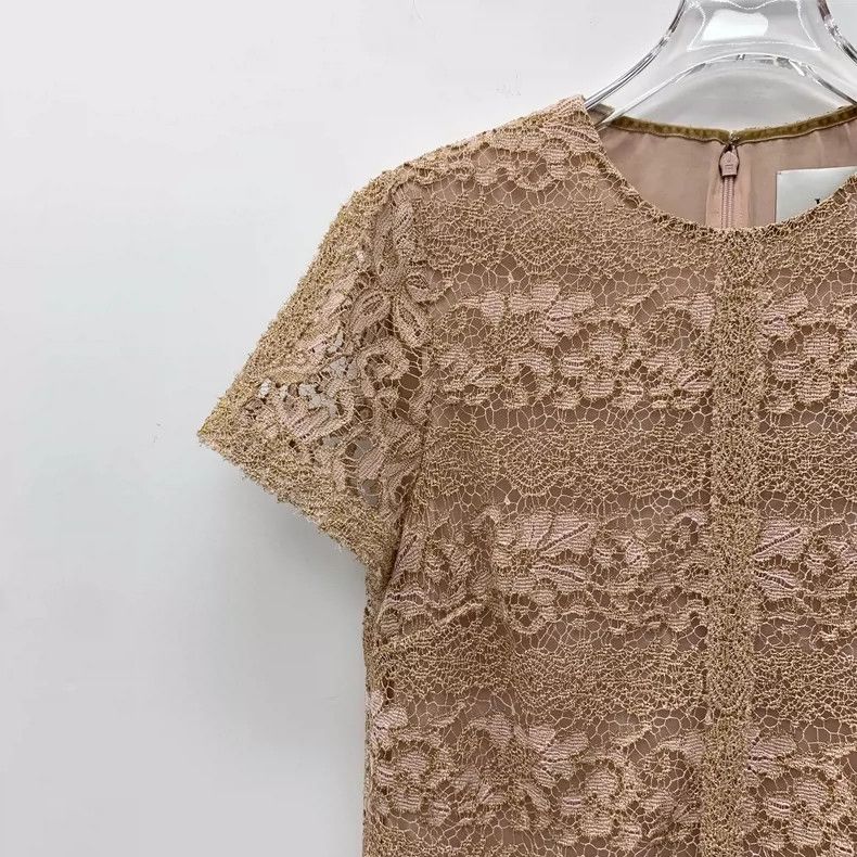 Valentino Valentino Pink Brown Cotton Lace Dress Size M / US 6-8 / IT 42-44 - 3 Thumbnail