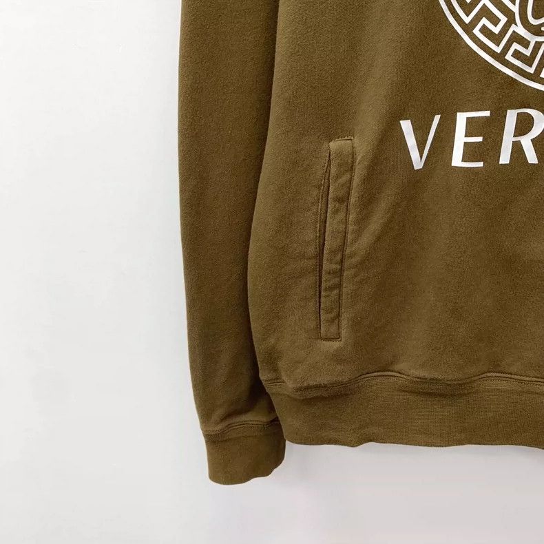 Versace Olive Green Medusa Logo Hoodie