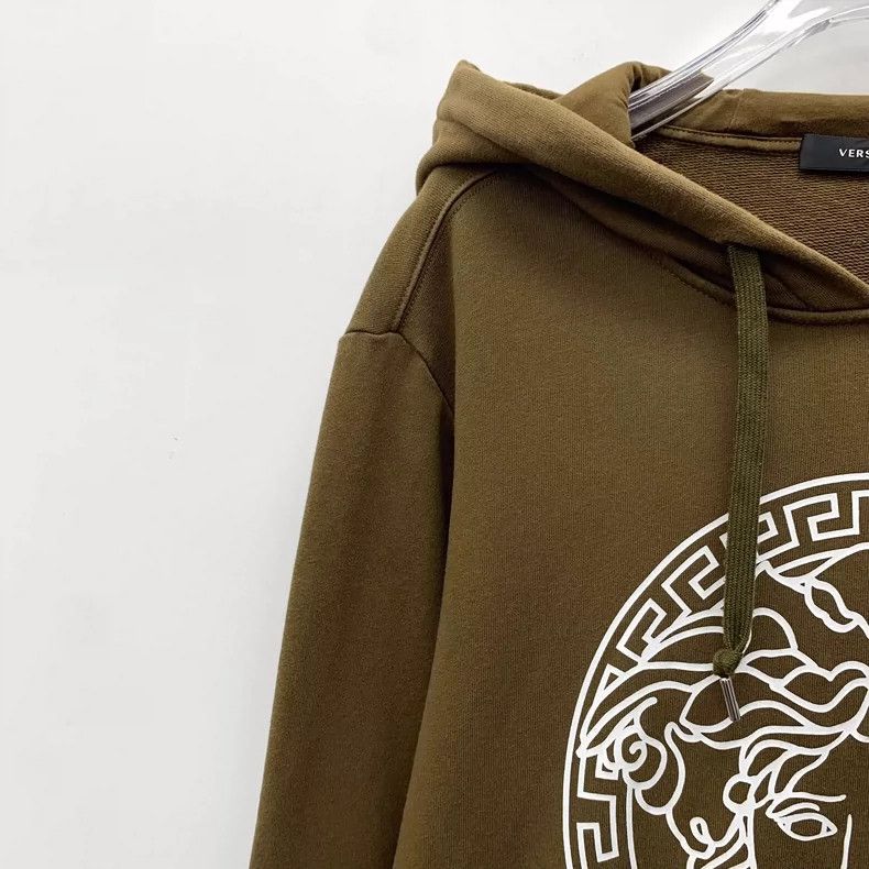 Versace Olive Green Medusa Logo Hoodie