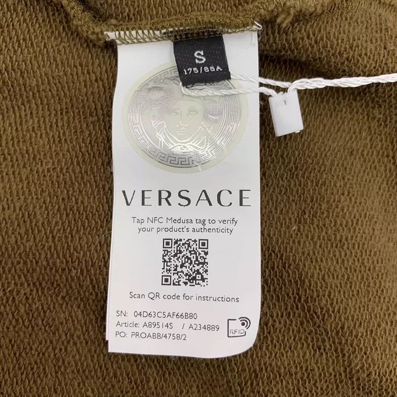 Versace Olive Green Medusa Logo Hoodie