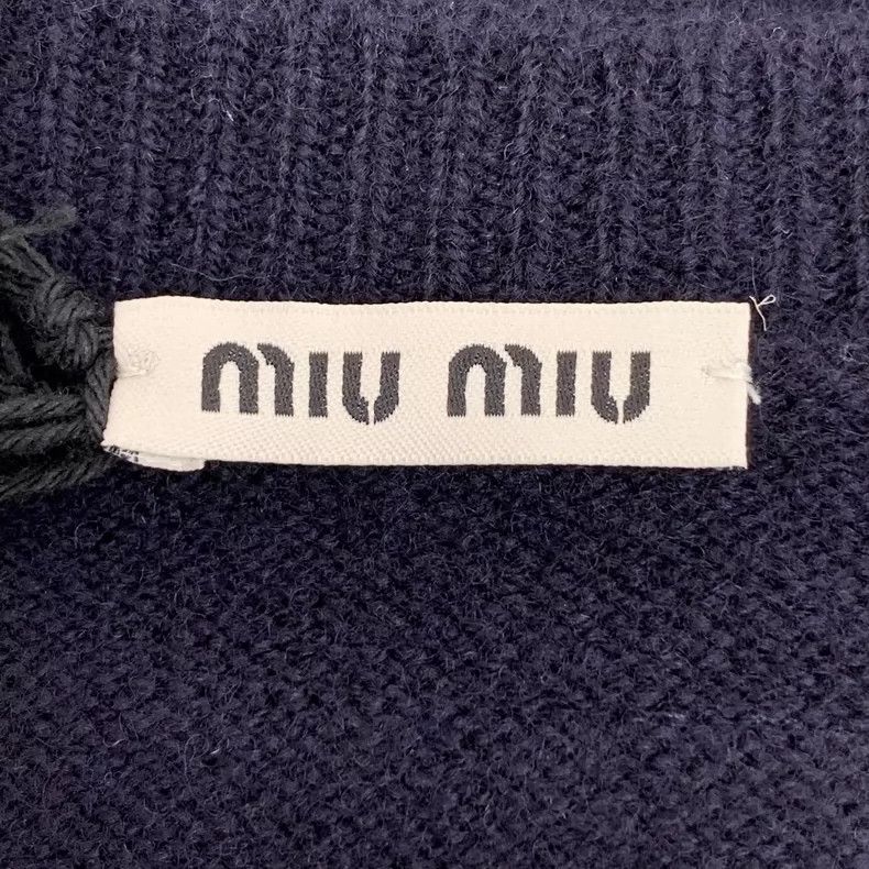 Miu Miu MiuMiu Navy Wool V-Neck Long Sleeve Sweater Size M / US 6-8 / IT 42-44 - 5 Thumbnail