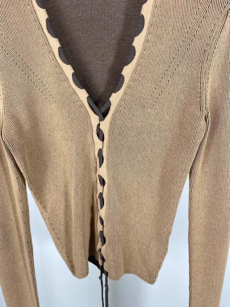 The Row Bluedot Dion Lee V-Neck Knit Long Sleeve Top Size XS / US 0-2 / IT 36-38 - 3 Thumbnail