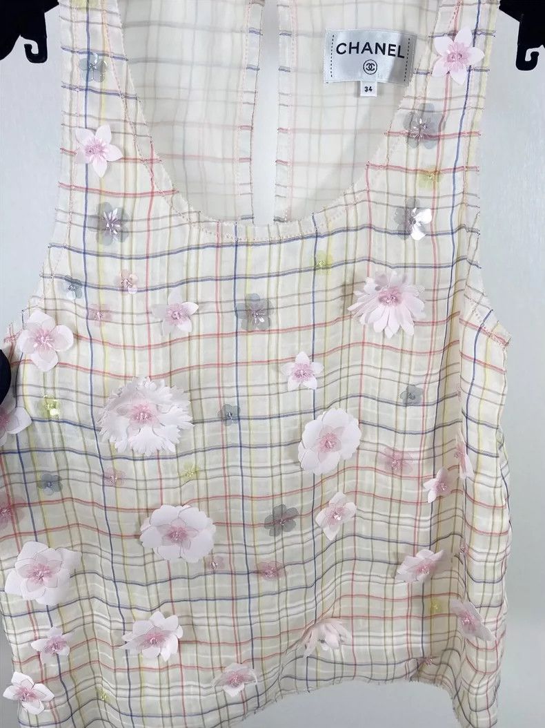 Chanel Chanel Pink Floral Vest Top Size XS / US 0-2 / IT 36-38 - 3 Thumbnail
