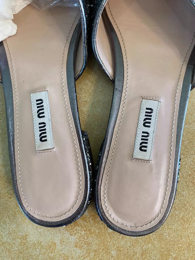 Prada Stylish MiuMiu Bling Sandal Flats for Women Size US 6 / IT 36 - 5 Thumbnail