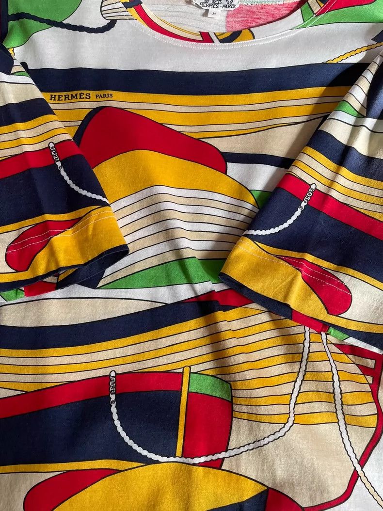 Hermes Hermes Short Sleeve T-Shirt with Boat Pattern Size M / US 6-8 / IT 42-44 - 7 Thumbnail