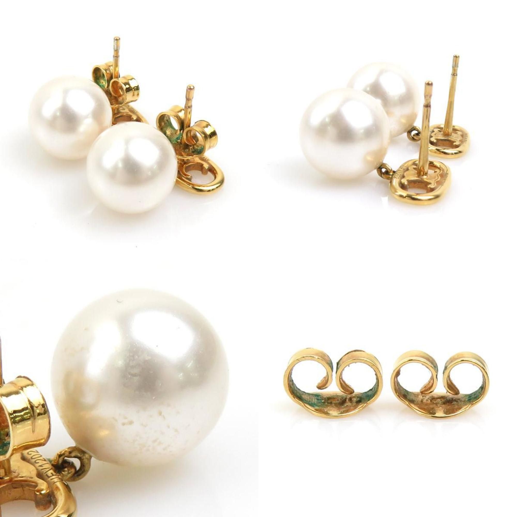 Celine CELINE Earrings Metal Faux Pearl Gold x White Women's r10476j Size ONE SIZE - 4 Thumbnail