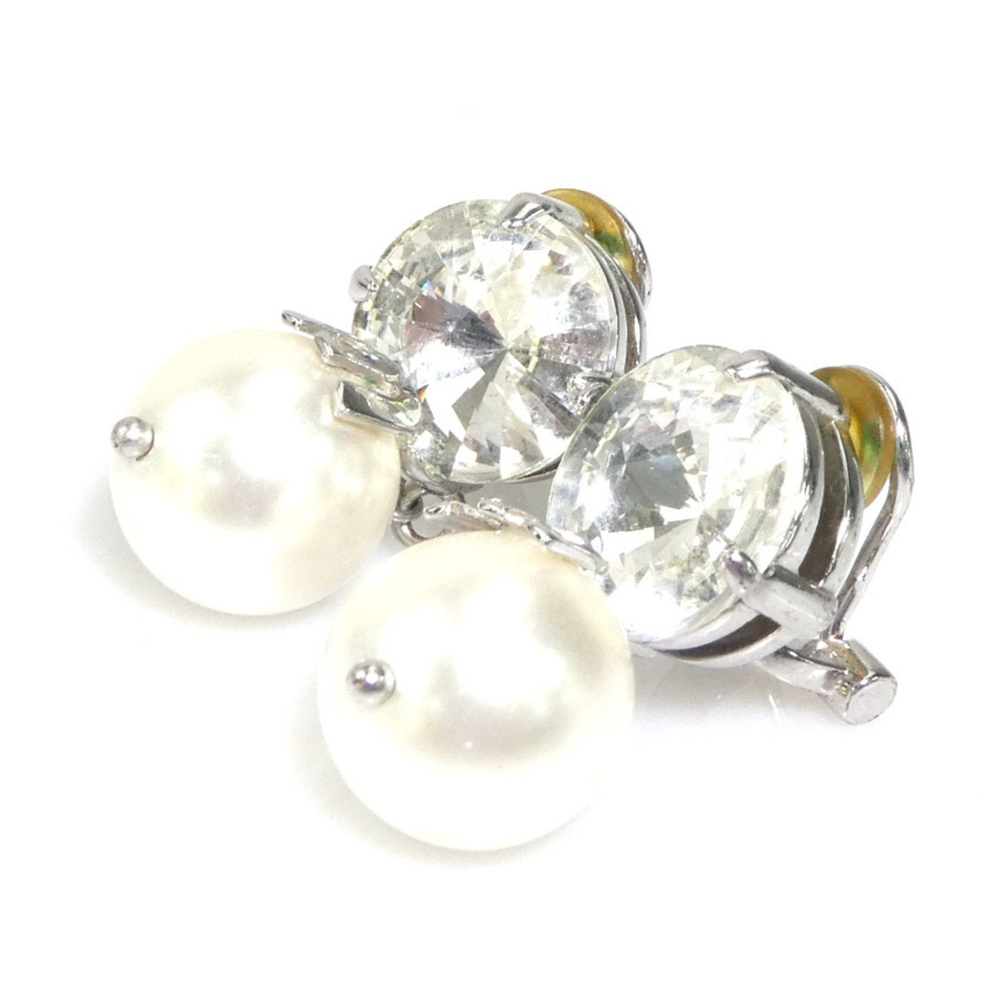 Miu Miu Miu Miu Miu Earrings Metal Faux Pearl Silver x White Women's 56030a Size ONE SIZE - 3 Thumbnail