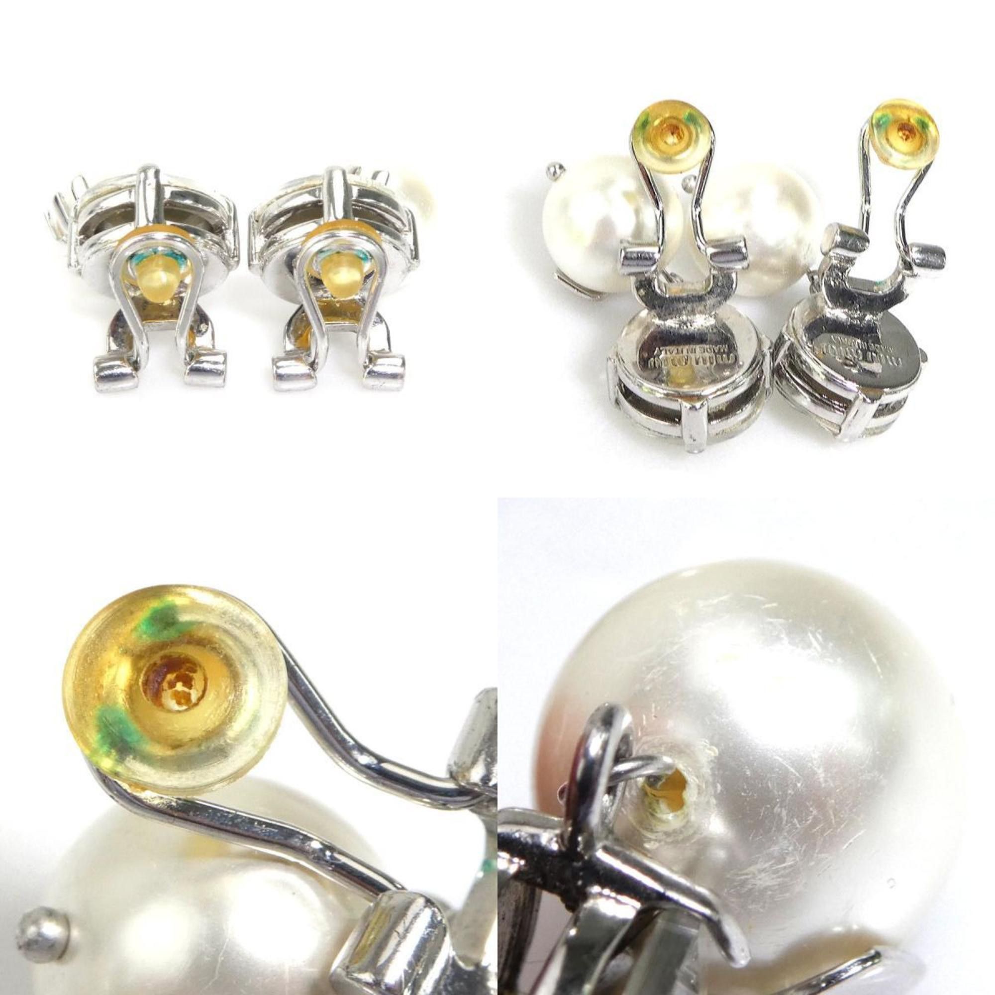 Miu Miu Miu Miu Miu Earrings Metal Faux Pearl Silver x White Women's 56030a Size ONE SIZE - 4 Thumbnail