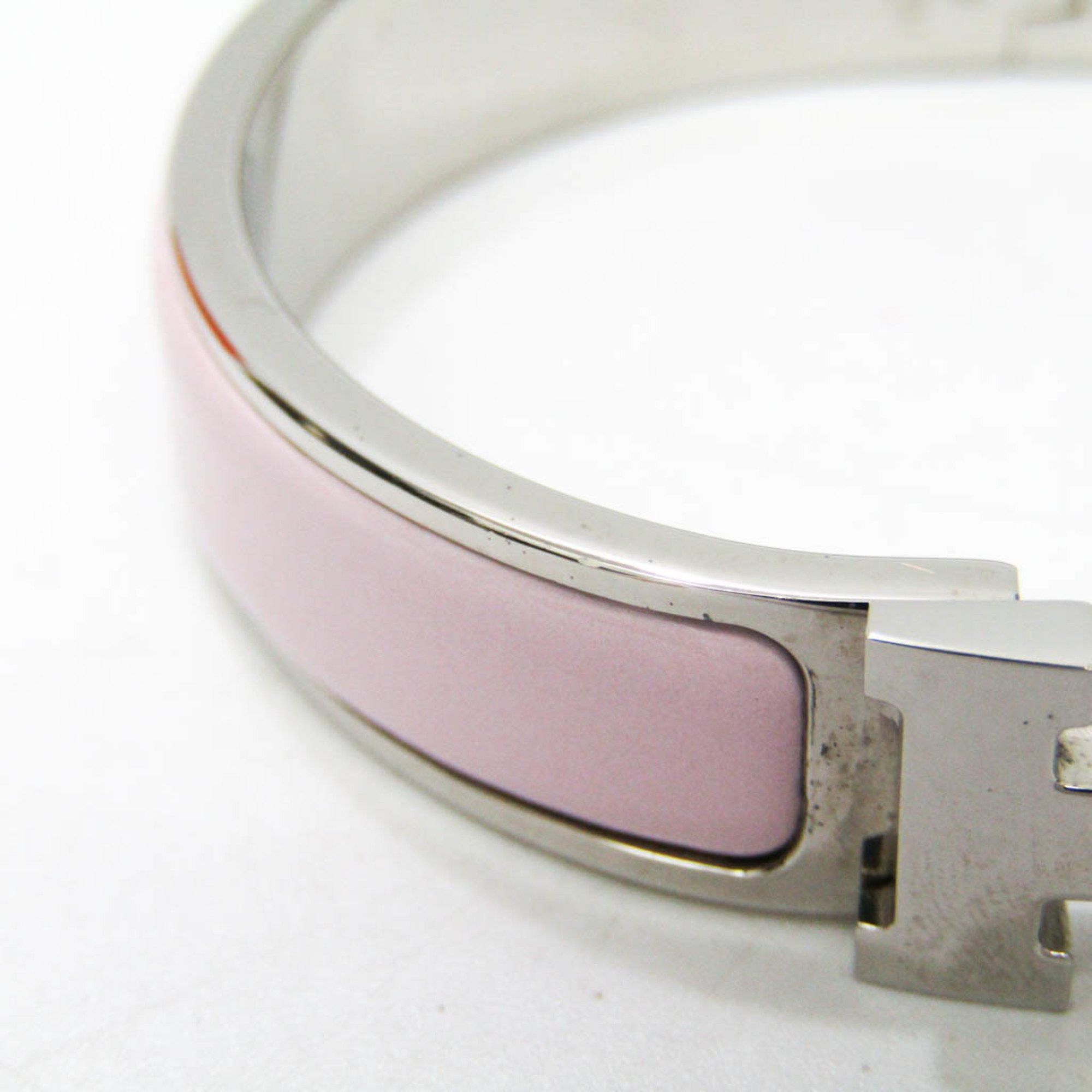 Hermes Hermes Clic Click Clac H Enamel,Metal Bangle Light Pink,Silver Size ONE SIZE - 8 Thumbnail