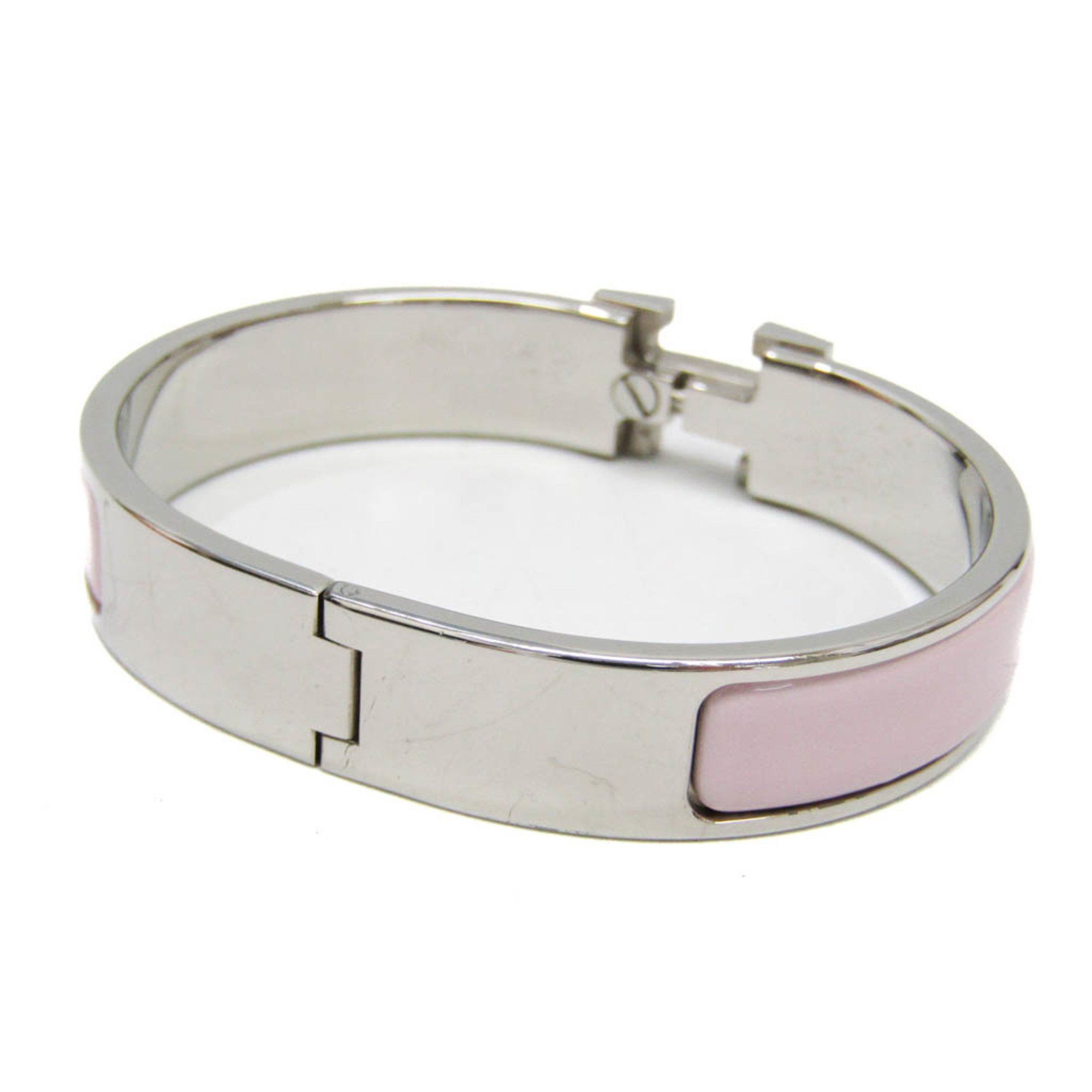 Hermes Hermes Clic Click Clac H Enamel,Metal Bangle Light Pink,Silver Size ONE SIZE - 3 Thumbnail