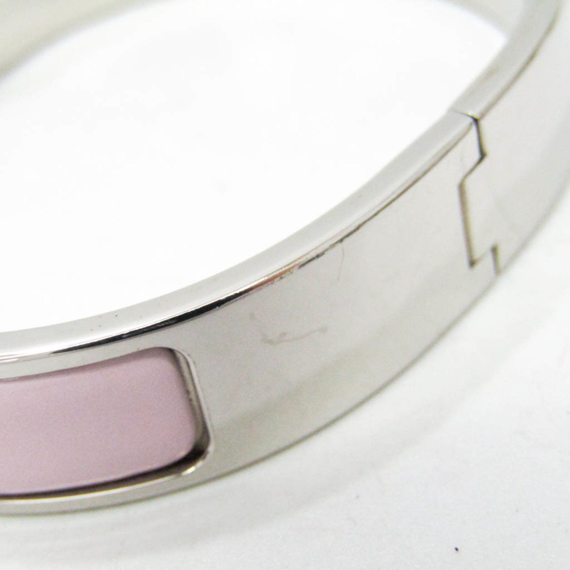 Hermes Hermes Clic Click Clac H Enamel,Metal Bangle Light Pink,Silver Size ONE SIZE - 9 Thumbnail