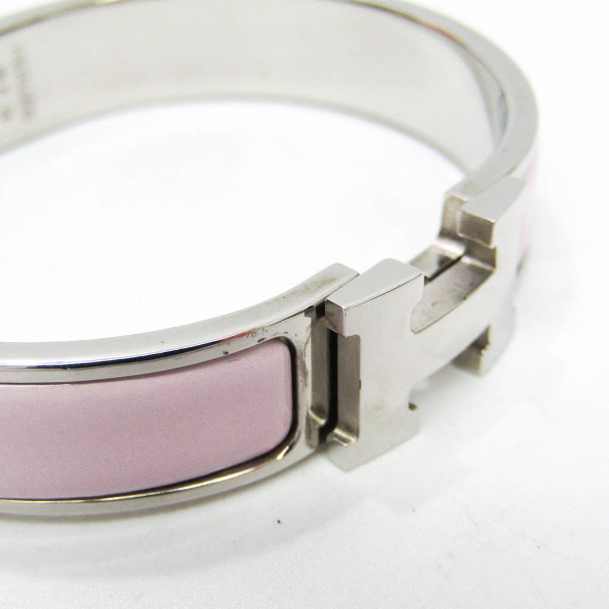 Hermes Hermes Clic Click Clac H Enamel,Metal Bangle Light Pink,Silver Size ONE SIZE - 6 Thumbnail