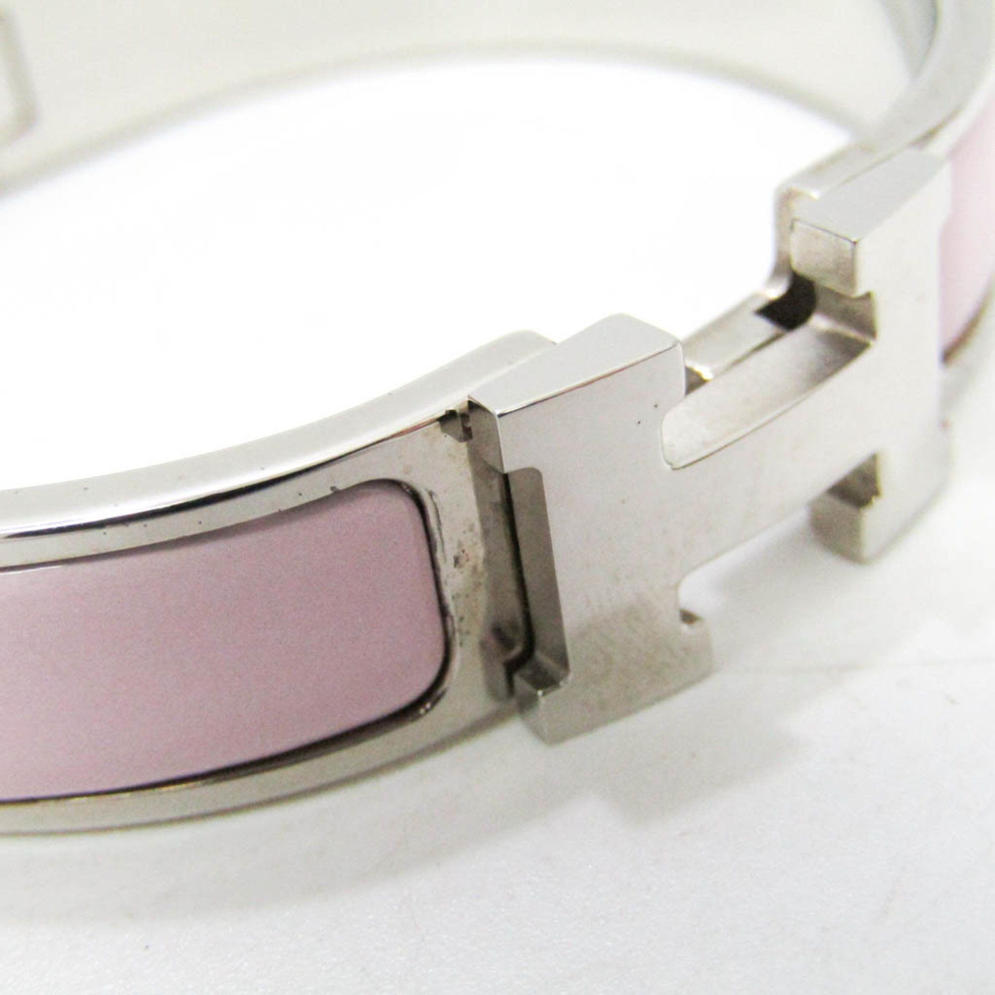 Hermes Hermes Clic Click Clac H Enamel,Metal Bangle Light Pink,Silver Size ONE SIZE - 7 Thumbnail