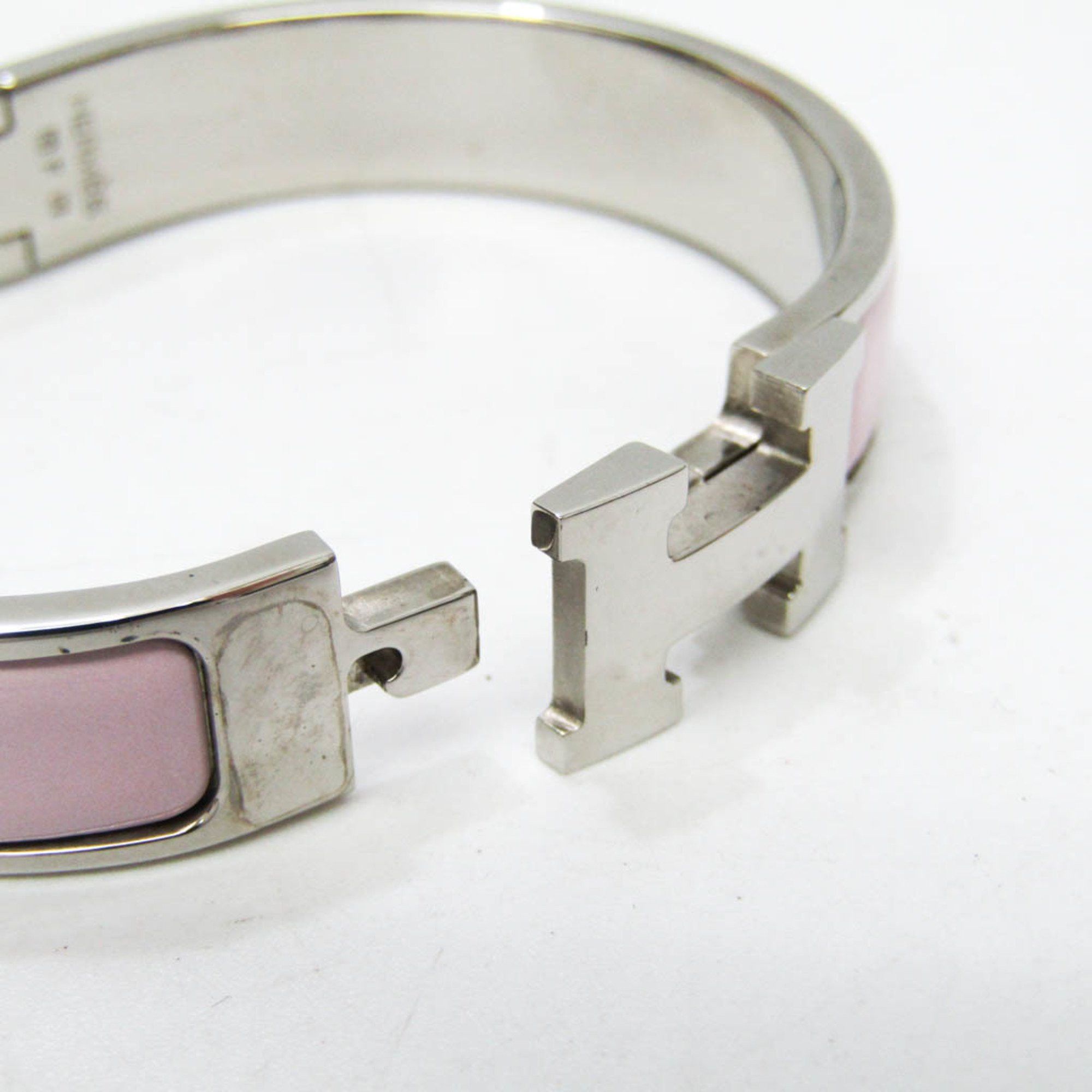Hermes Hermes Clic Click Clac H Enamel,Metal Bangle Light Pink,Silver Size ONE SIZE - 4 Thumbnail
