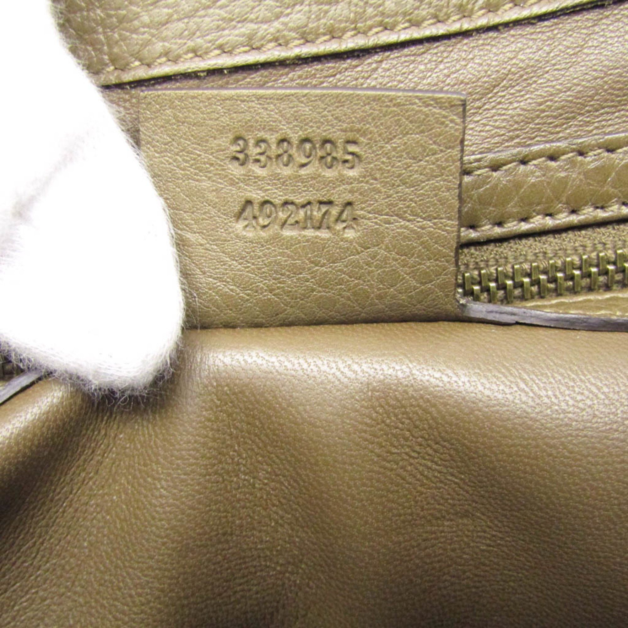 Gucci Gucci Bamboo 338985 Women's Leather Shoulder Bag Khaki Brown Size ONE SIZE - 15 Thumbnail