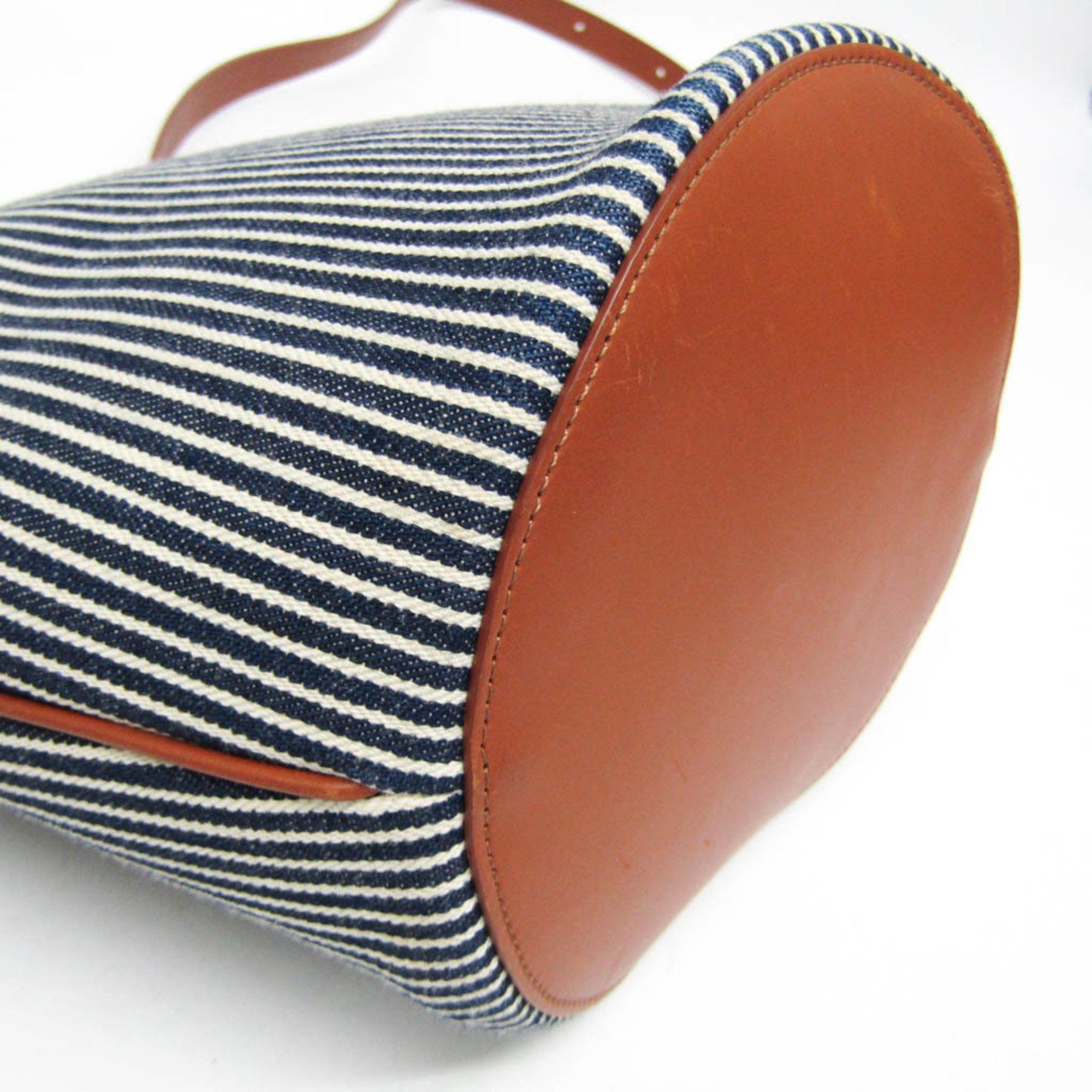 Celine Celine Bucket 192072 Women's Leather,Canvas Shoulder Bag Brown,Navy Size ONE SIZE - 6 Thumbnail