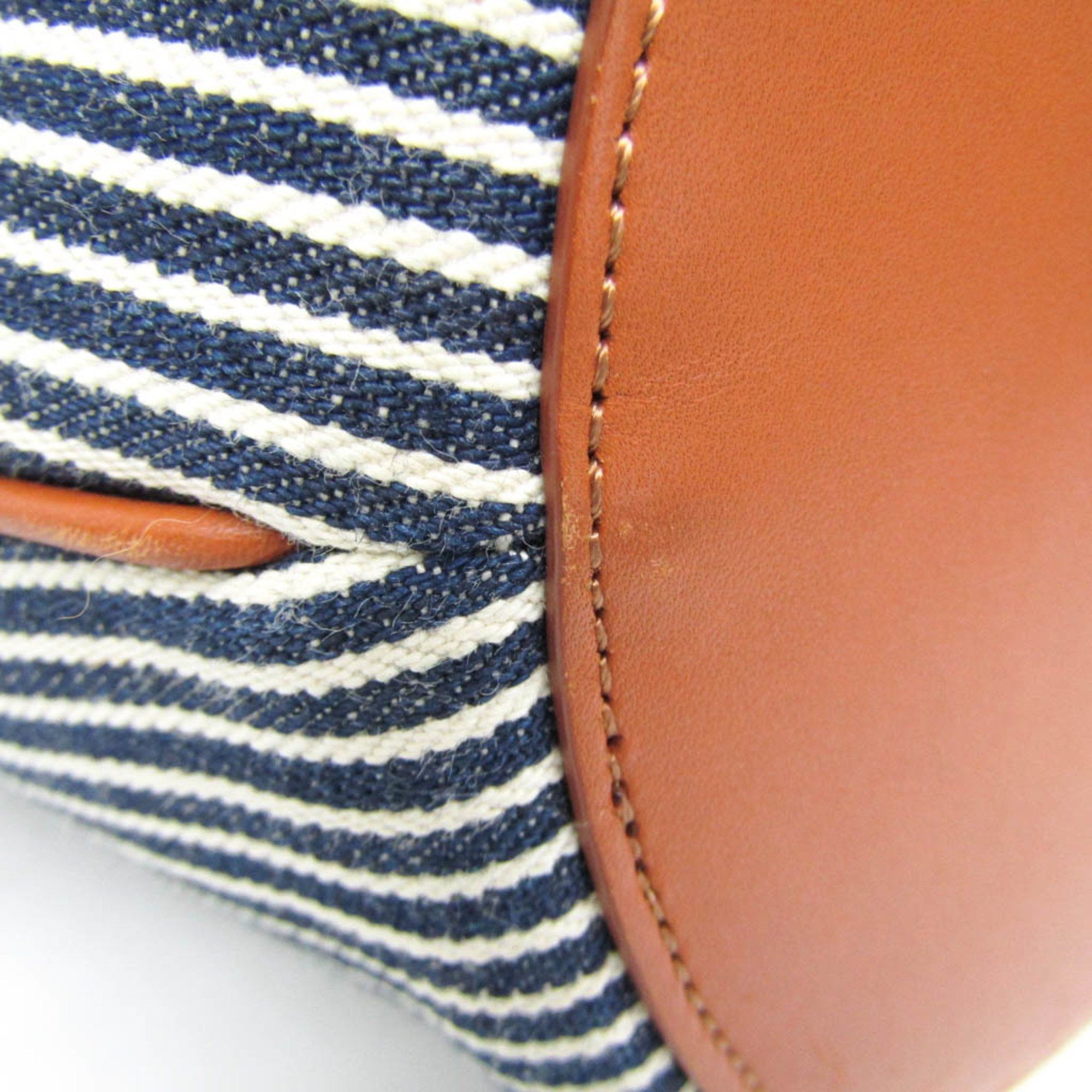 Celine Celine Bucket 192072 Women's Leather,Canvas Shoulder Bag Brown,Navy Size ONE SIZE - 5 Thumbnail