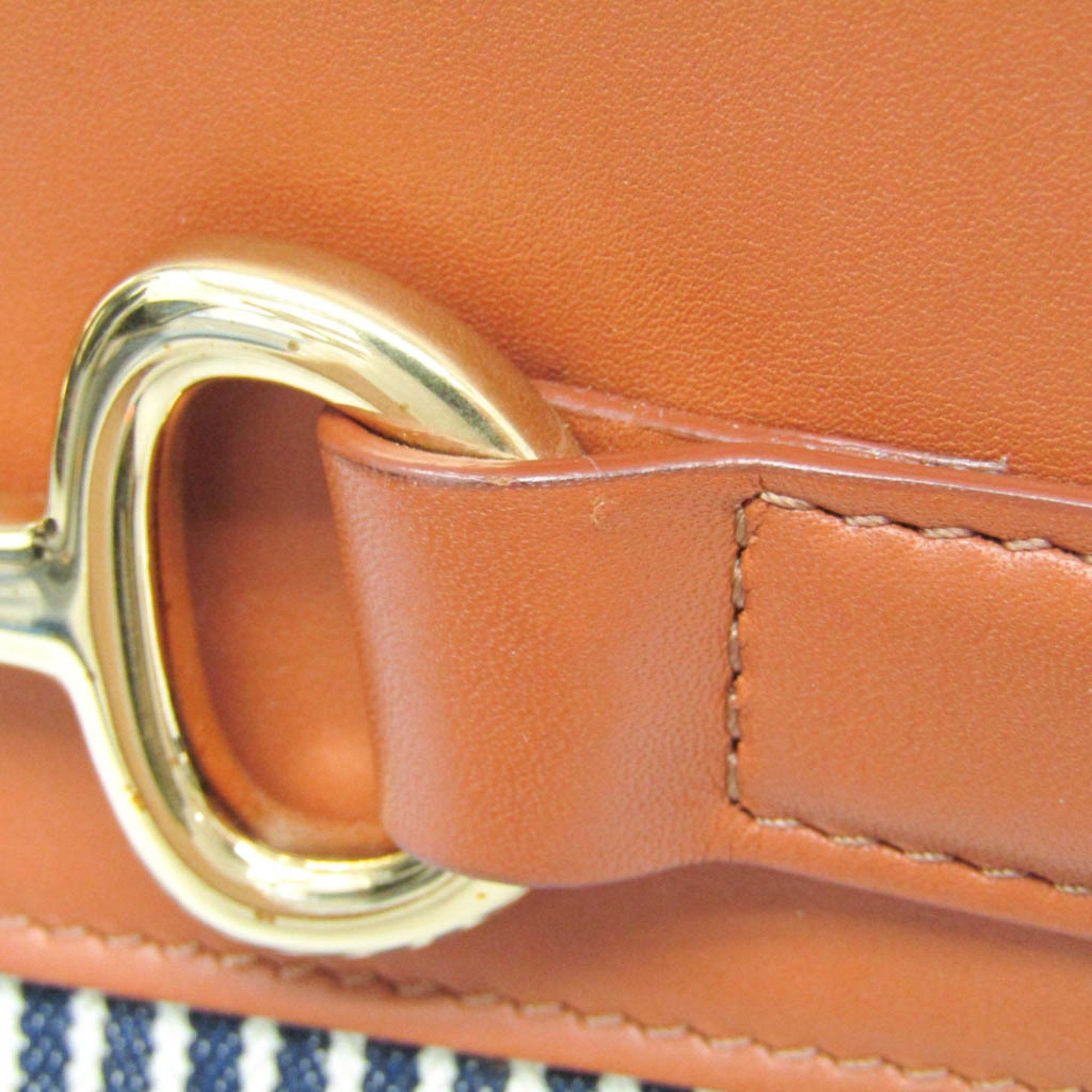 Celine Celine Bucket 192072 Women's Leather,Canvas Shoulder Bag Brown,Navy Size ONE SIZE - 12 Thumbnail