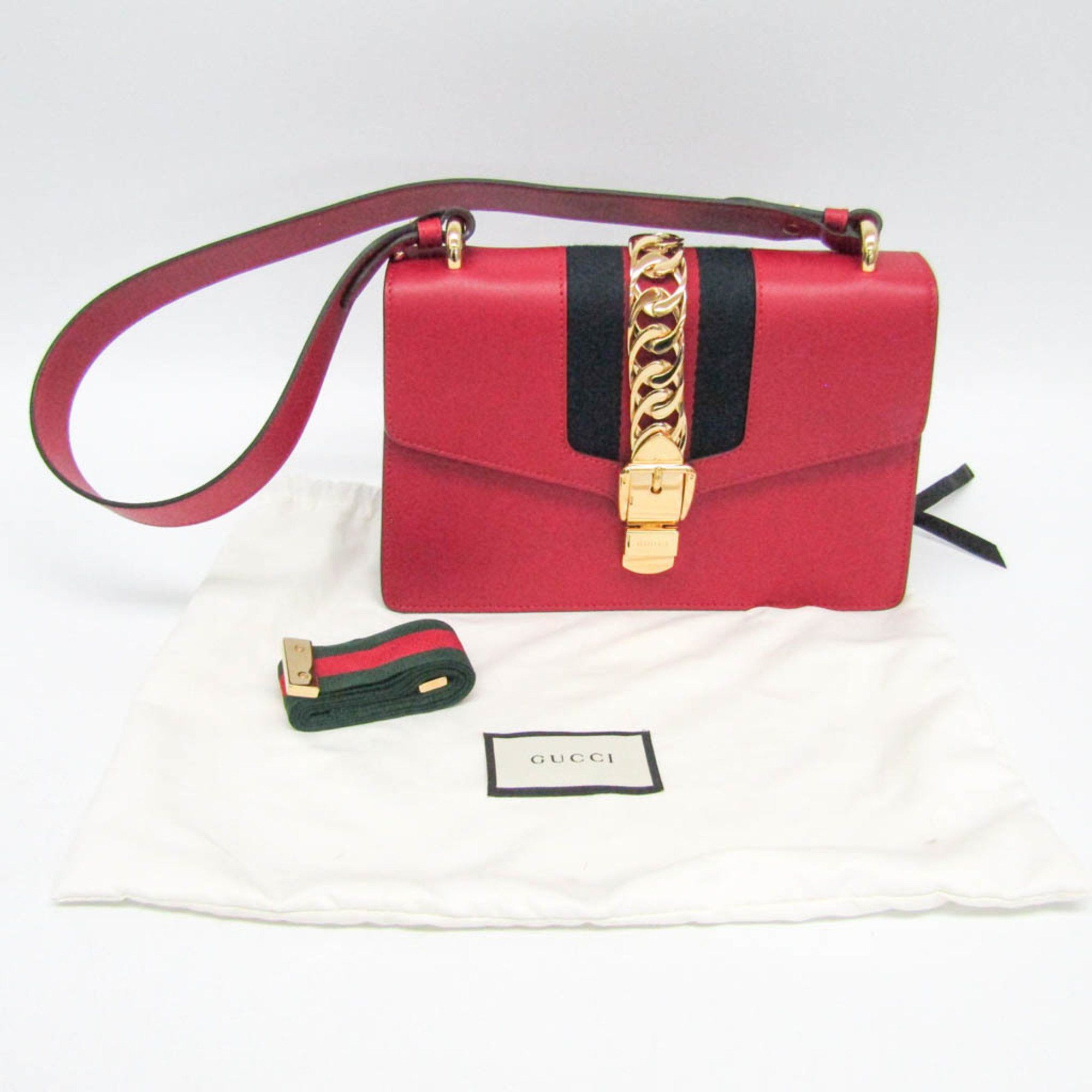 Gucci Gucci Sylvie 421882 Women's Leather Shoulder Bag Red Color Size ONE SIZE - 14 Thumbnail