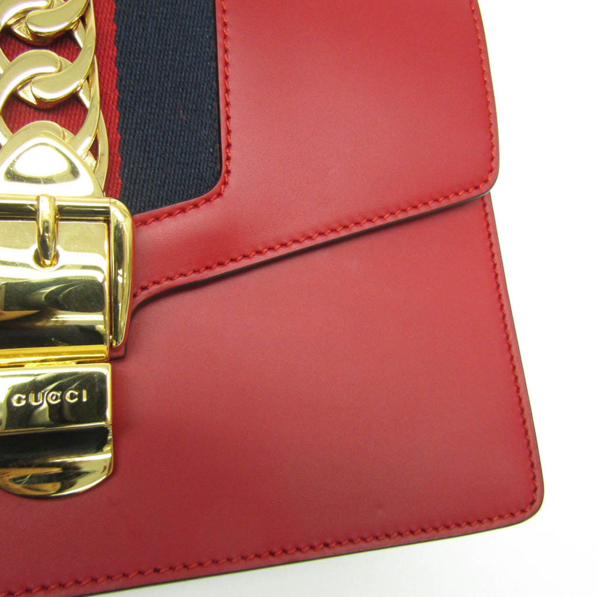 Gucci Gucci Sylvie 421882 Women's Leather Shoulder Bag Red Color Size ONE SIZE - 4 Thumbnail