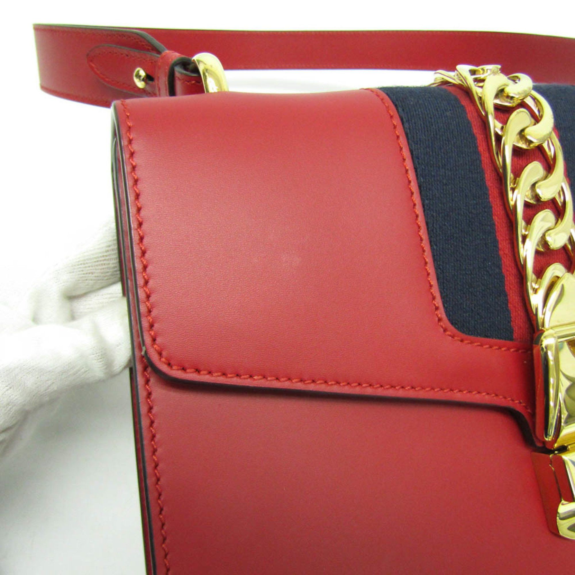 Gucci Gucci Sylvie 421882 Women's Leather Shoulder Bag Red Color Size ONE SIZE - 5 Thumbnail