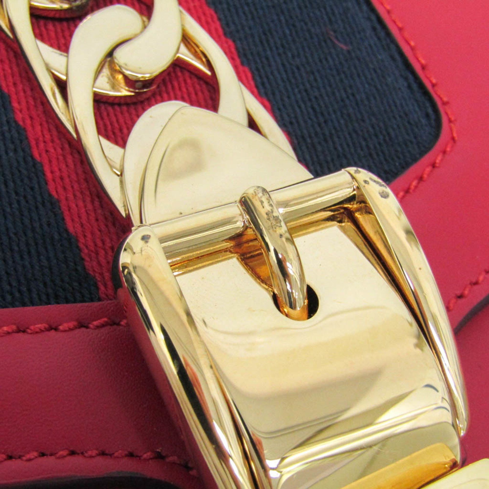 Gucci Gucci Sylvie 421882 Women's Leather Shoulder Bag Red Color Size ONE SIZE - 8 Thumbnail