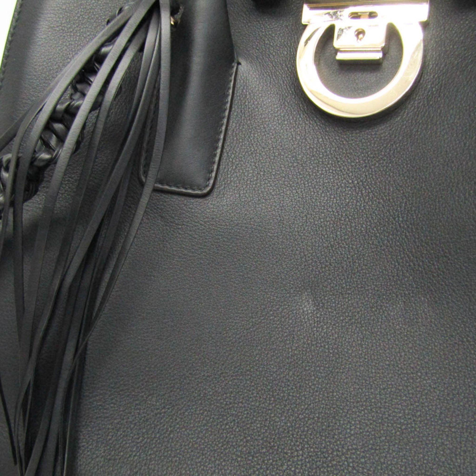 Salvatore Ferragamo Salvatore Ferragamo Gancini DH-21 H141 Women's Leather Handbag,Shoulder Bag Black Size ONE SIZE - 8 Thumbnail