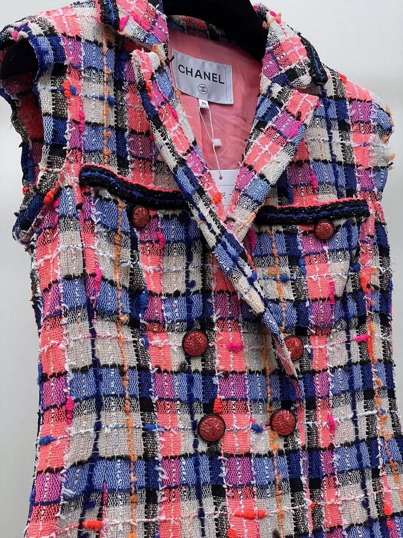 Chanel Chanel Colorful Plaid Tweed Jumpsuit Size 34" / US 12 / IT 48 - 4 Thumbnail