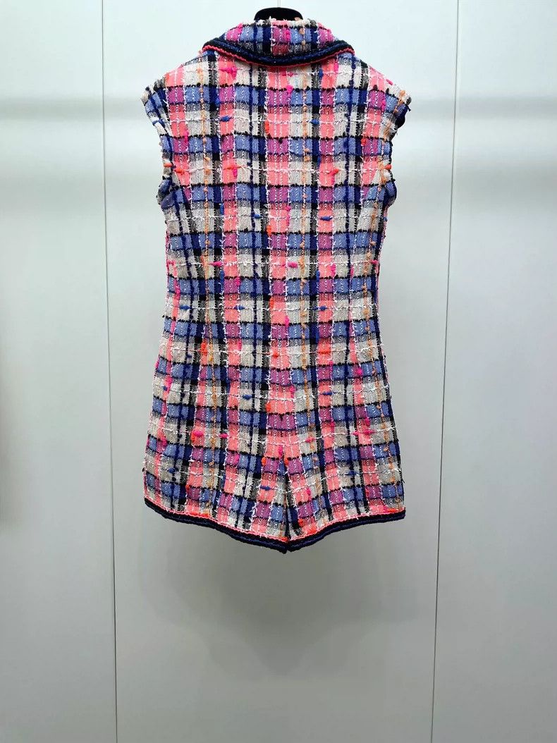 Chanel Chanel Colorful Plaid Tweed Jumpsuit Size 34" / US 12 / IT 48 - 2 Thumbnail