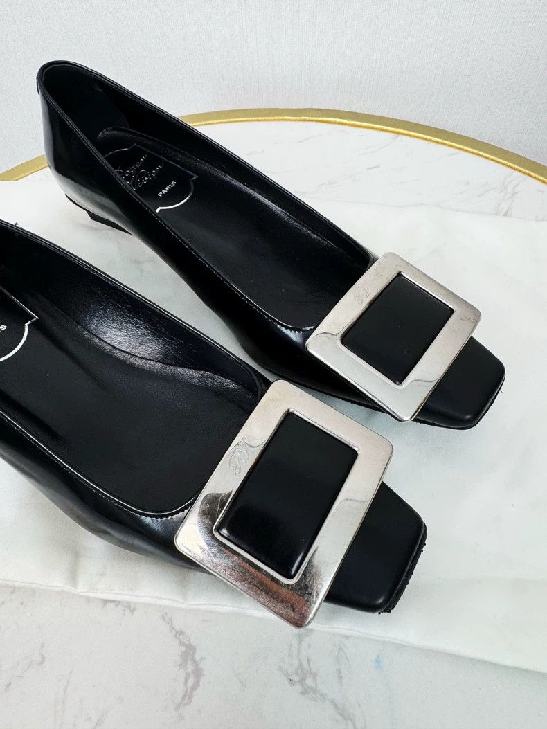 Roger Vivier Roger Vivier Black Square Buckle Shoes Size US 4 / IT 34 - 2 Thumbnail