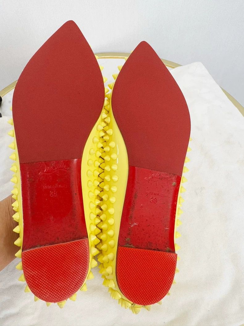 Christian Louboutin Christian Louboutin Yellow Studded Flats Size 38 Size US 8 / IT 38 - 6 Thumbnail