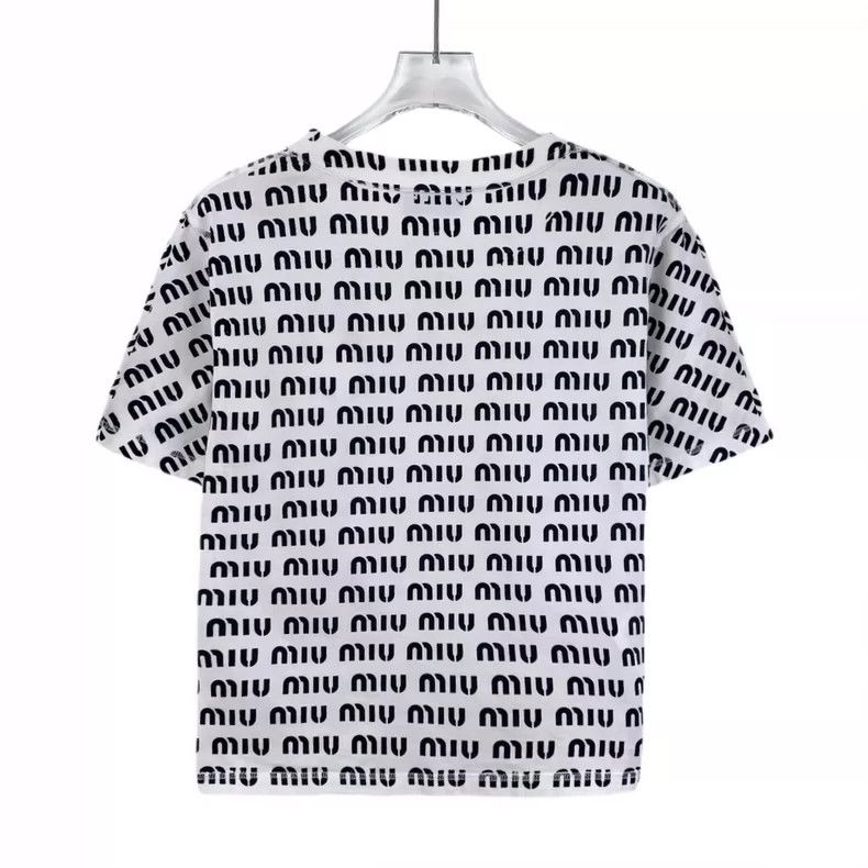 MiuMiu White Logo Cotton T-Shirt