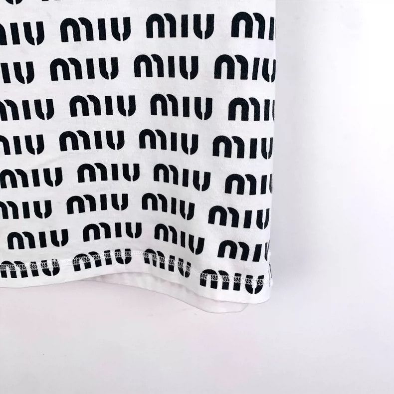 MiuMiu White Logo Cotton T-Shirt