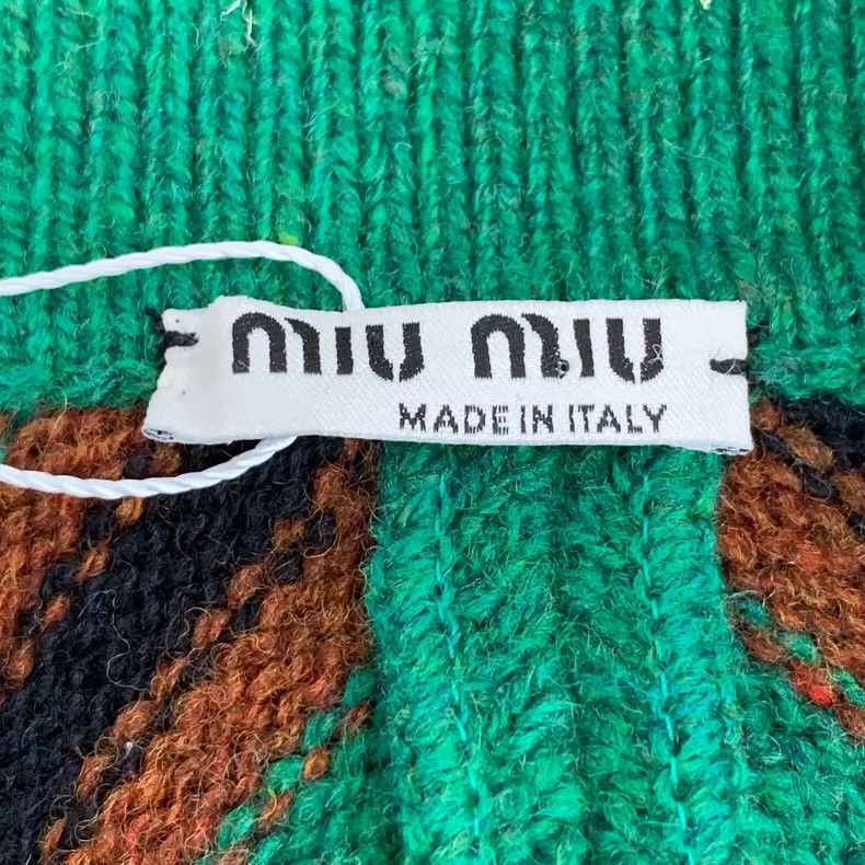 Miu Miu Green Striped Wool Knit Midi Skirt Size 40" / US 18 - 5 Thumbnail