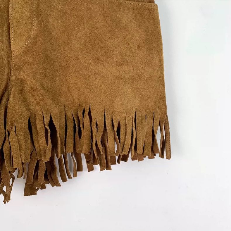 Saint Laurent Paris Saint Laurent Brown Fringed Leather Shorts Size 36" / US 14 / IT 50 - 4 Thumbnail