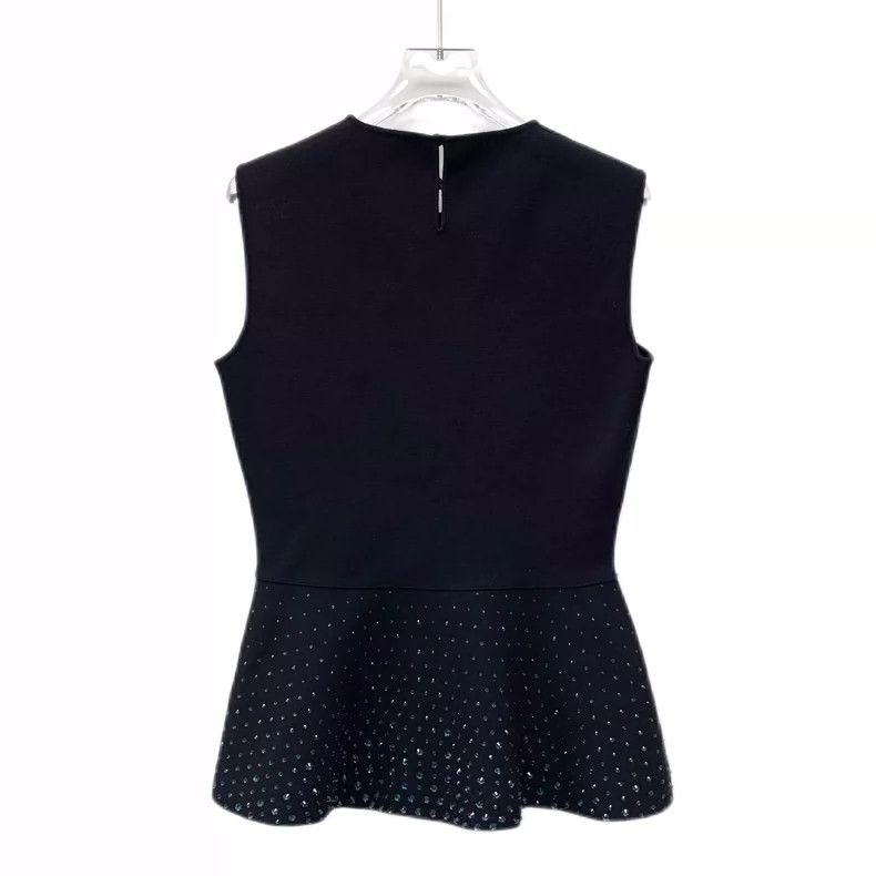Dior Black Beaded Sleeveless Top by Christian Dior Size L / US 10 / IT 46 - 2 Thumbnail